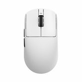 VXE Dragonfly R1 wireless gaming mouse, white, top-down view, ice-feeling coating, black scroll wheel.